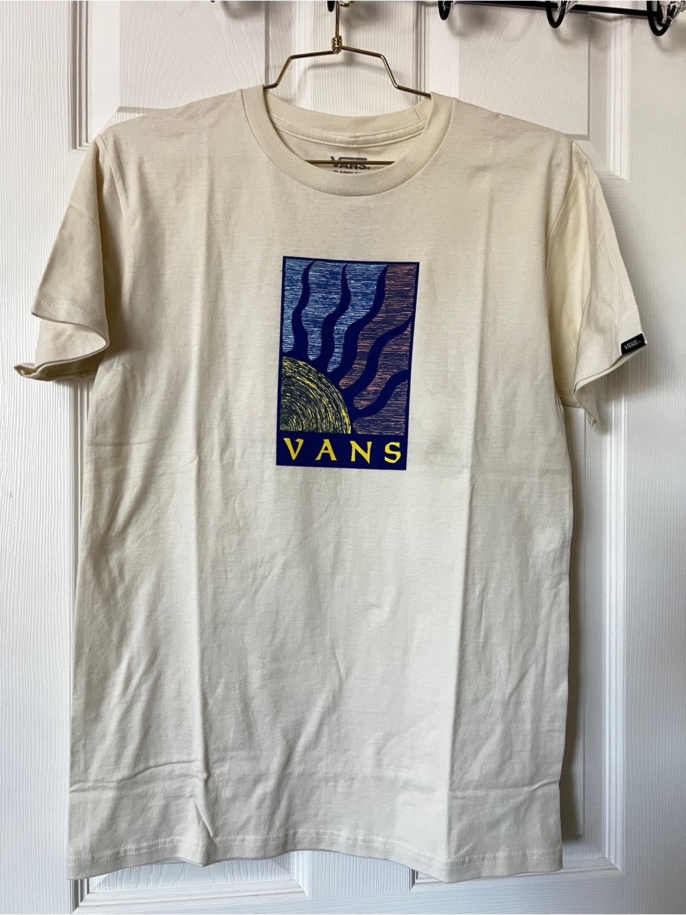 Vans Solar Antique Short Sleeve Cotton Cream Size Small Classic Fit